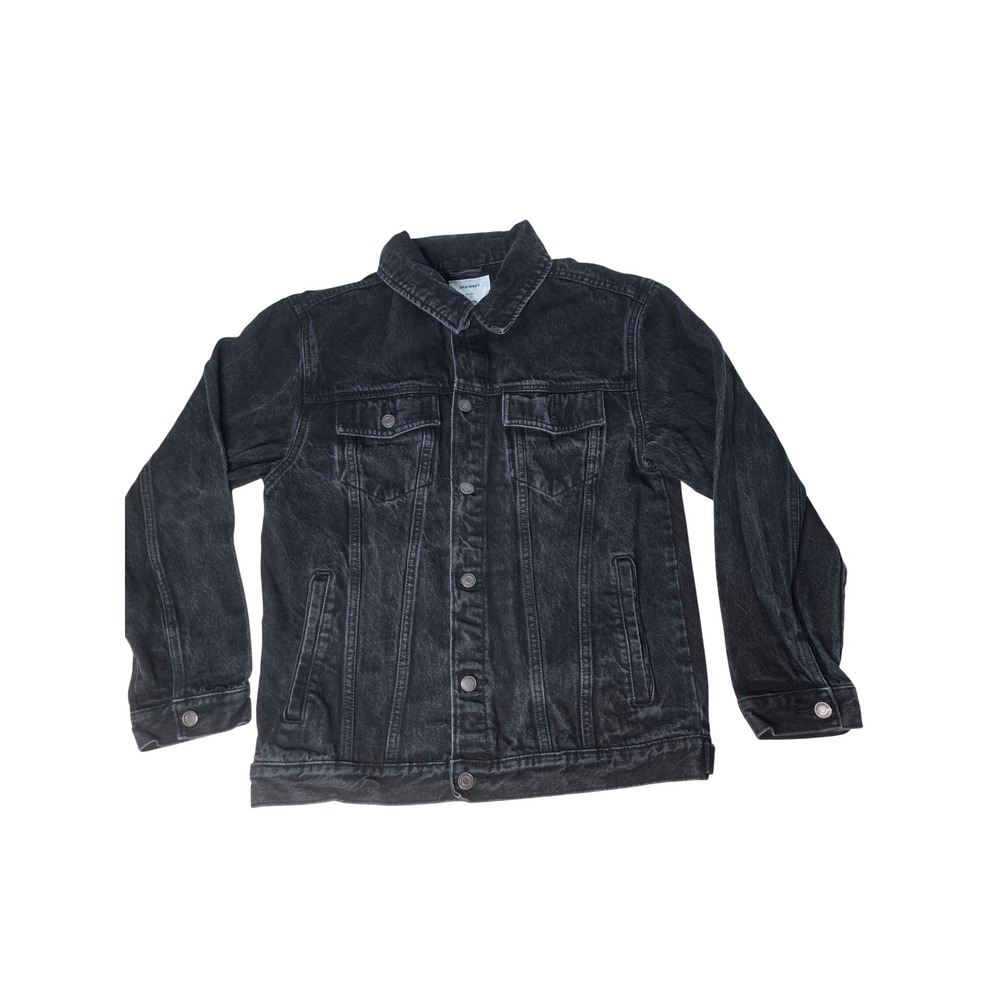 Old Navy Kids XXL 18 Black Denim Trucker Jacket Washed Cotton Button Up